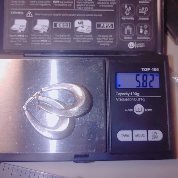 Sterling Silver Teardrop Hoop Earrings Vintage Polished Elegant Design Hinged - Picture 3 of 15